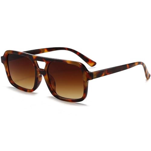 AIEYEZO Retro Square Sunglasses for Women Men Trendy Rectangle Aviator Sun Glasses Vintage 70s Shades