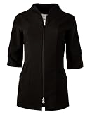 FLATTERING CUT – This elegant women's lab coat with 3/4 sleeves and smock swan-neck collar provides a flattering, professional appearance. The front zipper adds convenience and a sleek finish, ensuring a secure and polished fit PRACTICAL DESIGN WITH ...