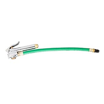 STEELMAN 75052 Straight Chuck Tire Inflator with Built-in Gauge and Green 12-Inch Hose