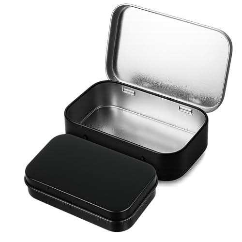 Aysatogc Kleine Dose Metal Tin Schwarz Metalldöschen Blechdose Mit Deckel Mini Aufbewahrungsbox Empty Hinged Tin Box Metalldosen Mit Deckel für Zuhause...