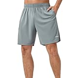 Hombre Shorts Atletismo Pantalones Cortos Deportivos de Secado rápido Holgados para Entrenamiento físico fútbol de Fitness Maratón con Tira Reflectante Gris