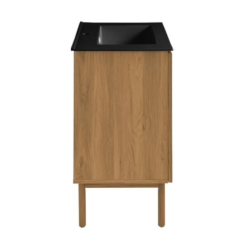 Image of Swiss Madison Classe 24 in. Oak Bathroom Vanity with Black Ceramic Sink Top