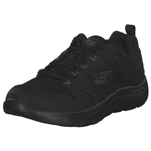 Skechers Hombre Summits New World Zapatillas, Black Leather/Pu/Mesh/Black Trim, 45 EU
