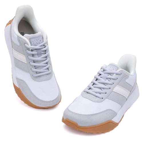 EFOBIH Wide Toe Box Walking Sneakers Women Slip On Arch Support Tennis Shoes for Orthotic Plantar Fasciitis Comfortable Platform Sneakers WhiteGray US Size 8.5