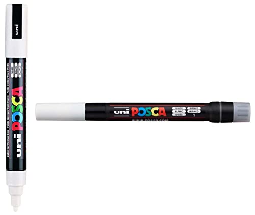 Image of uni-Ball Posca PCF-350 Brush Tip Marker Pen & Uniball Posca 5M 1.8-2.5 mm Bullet Shaped Marker Pen