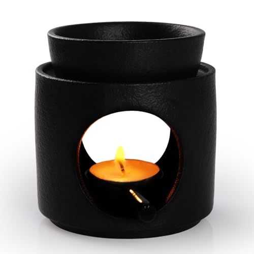 WD&CD Quemador de Aceite Esencial de Cerámica, Calentador de Fragancia, Calentador de Aceite, Horno Incienso del Esencial, Negro