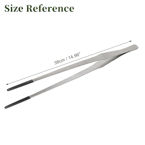 Image of 14.96 inch L Aquarium Straight Feeding Tweezer for Feeding with Black Rubber Tip