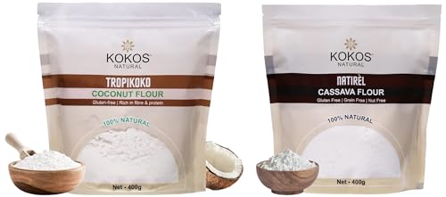 Image of Kokos Natural - Coconut Flour Pouch 400 g - Cassava Flour 400g - Total 800 Gm