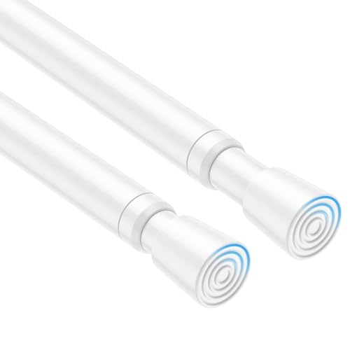 QINGYUN 2 Pack Spring Tension Curtain Rod 32.5 to 58 inch Adjustable Curtain Rods No Drilling Spring Loaded Curtain Rods for Windows Doors, White