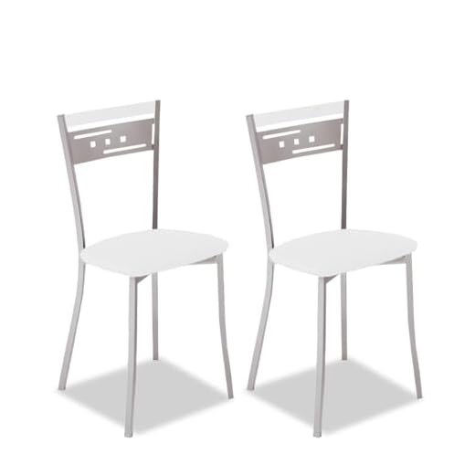 ASTIMESA Dos Sillas de Cocina Metálica Respaldo y Asiento Blanco