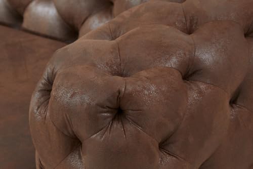 Riess Ambiente Chesterfield 3-Sitzer Sofa MODERN BAROCK - 235cm - antik braun - Microfaser Taschenfederkern-Polsterung Couch Rundum-Bezug 3-Sitzer Ziersteppung – Bild 7