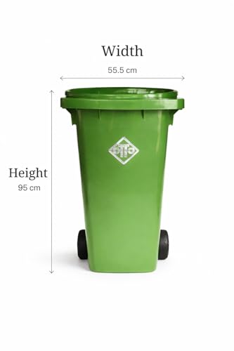 Image of OTTO Plastic Manual-Lift Garbage Waste Dustbin with Wheels 120 Ltr Green