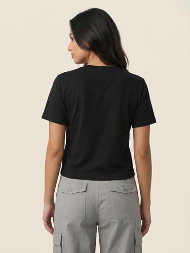 Image of Nobero Women's Graphic Printed T-Shirt | Regular Fit 180 GSM Cotton Tee for Women | Comfortable Round Neck Casual Wear