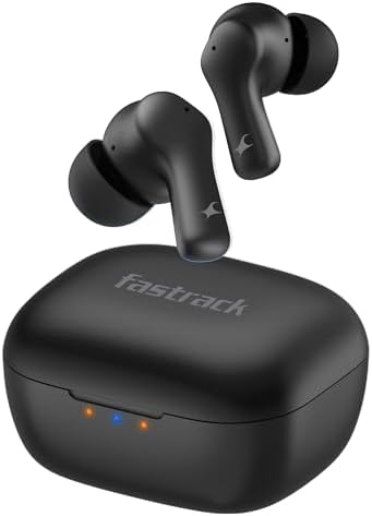 Fastrack Fpods FZ100|BT5.3 TWS Earbuds, Mega 50Hrs Playtime, Extra Deep Bass, Quad Mic ENC for Crystal Clear Calls, Ultra Low Latency Gaming Mode Upto 40ms, 3C NitroFast Charge - 200 Mins in 10 Mins