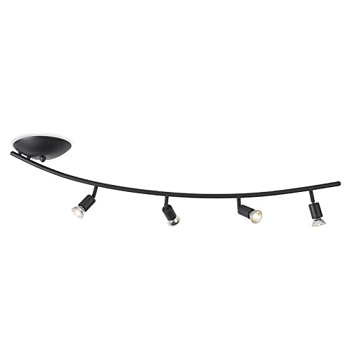Qazqa jeany - Lampada da soffitto Moderno - 4 luce - L 1140 mm - Nero - Moderno - Soggiorno I Camera da letto I Sala da Pranzo I Cucina
