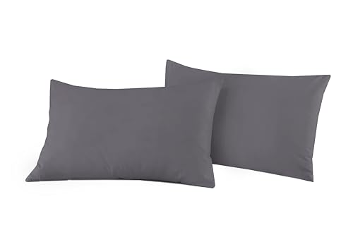 Rayyan Linen 2 Pack Pillowcases Brushed Microfibre 50 x 75 cm Soft Standard Size Pillow Covers (Grey 2 Pack)