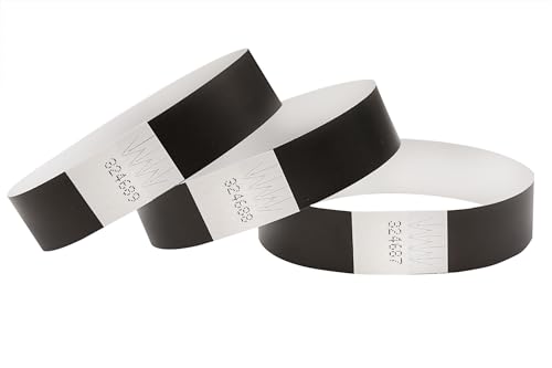 CINTAPUNTO - 1000 pulseiras de papel para eventos festa discoteca - identificativas - pulseiras - pulseira de identificação festival - pulseira fluorescentes néon - festival wristband - Black