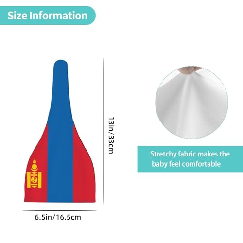 Newborn Baby Hat, Mongolian Flag Print Soft Top Knot Beanie Cap, Cute Baby Headwear for 0-6 Months Black4