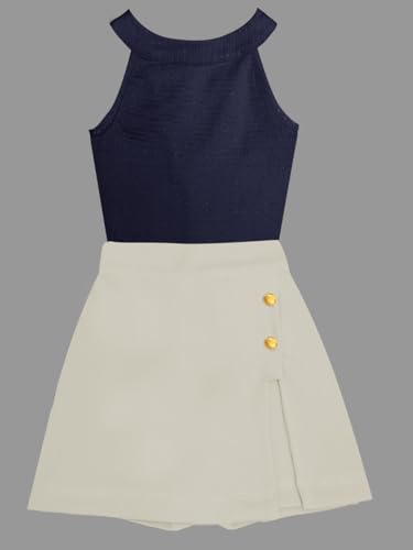 Image of A.T.U.N. (ALL THINGS UBER NICE) Girls Tank Top and Skort Set | Stylish Sleeveless 2 Piece Outfit Set for Kids | Comfortable Soft Fabric Clothing Set for Girls