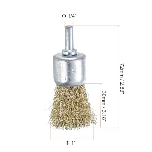Image of uxcell 5pcs Wire Brush for Drill 1 inch Dia. Abrasive Wire Wheel 1 /4 inch Round Shank Carbon Steel Cup Brush Coarse Crimped Drill Attachment for Cleaning Rust Paint Abrasive