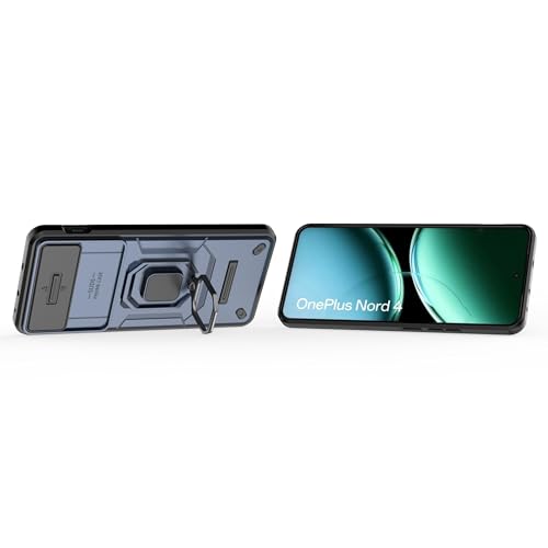 Image of Thermoplastic Polyurethane Camshield Pro Case With Slide Camera Protection And Ring Stand Bumper Back Case Cover For OnePlus Nord 4 5G (Blue)