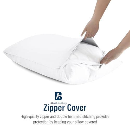 Image of Atiksh Beddings Pack of 2 13x18 Inch Toddler Travel Pillow Cases - 100% Soft Egyptian Cotton, 600 Thread Count with Zipper Closure for Small Travel Pillowcase Cover, White Solid