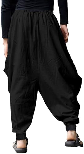 3. Bild von YAOHUOLE Haremshose Herren Lang Herren Haremshose Baggy Pumphose Herren mit Taschen Elastischer Bund M