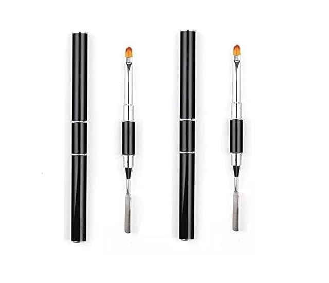 ROODILES Dual-Ended Poly gel Nail Brush & Picker, 2 in 1 Designs Poly gel Nail Brushes, Stainless Steel Gel Nail Brush Poly gel Slice Tool for Poly Gel UV Gel Acrylic Nails Extension (Pack of 2)-image-47