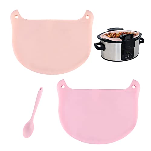 2PCS Slow Cooker Liners Silicone Slow Cooker Liners with Soup Ladle Reusable Silicone Bag Liners Fit 6-8 Quarts Oval or Round Pot