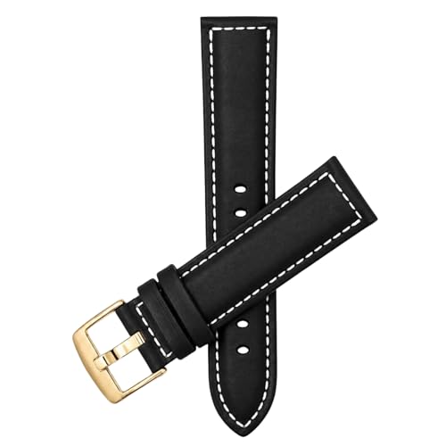 Image of Bandini Mens XL Extra Long Leather Watch Band or Regular Strap, Classic or Buffalo Pattern - 4 Colors, With or Without Stitch - 18mm 20mm 22mm 24mm 26mm 28mm 30mm Leather Watch Band for Men