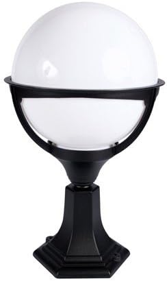 Lakeside Energy High Quality Belo Globe E27 Pillar Lantern Black / Opal 460mm x 275mm Outdoor, Garden, Driveway, Gate