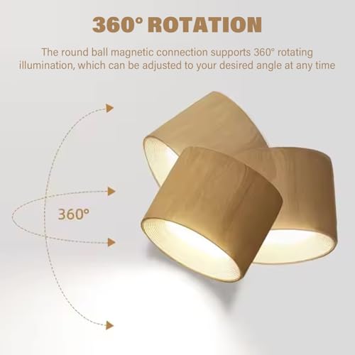 Lámpara de pared magnética giratoria 360 aplique de pared recargable USB led 3