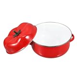 ELAYARD Emaillierter Schmortopf Mit Deckel Zum Kochen Von Suppen Und Eintöpfen Für Induktion Mit Zwei Griffen Für Küche Und Zuhause Zum Anbraten Und Von Nudelsuppe Reis Und Aufläufen