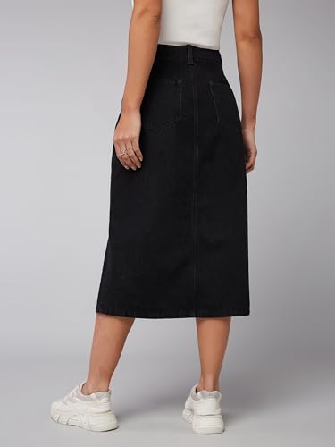 Image of Dolce Crudo Women's Flared High-Rise Stretchable Denim Maxi Skirt
