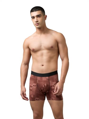 Image of TECHNOSPORT Men's Colorblock Trunks Underwear with ElastoLITE 4 Way Stretch Lightweight Breathable Moisture Wicking Soft Anti Odour Anti Microbial Comfort Fit Boxer Briefs Innerwear for Men