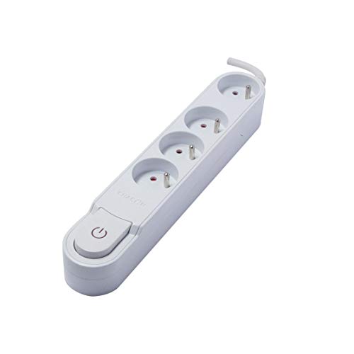 CHACON Bloc multiprise Design Blanc avec Interrupteur - 4 x 16A - 1,5 m