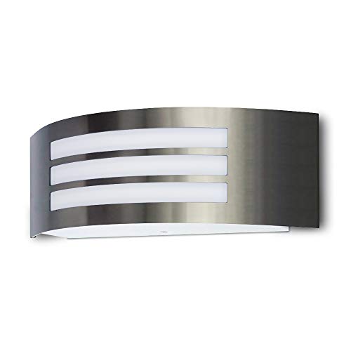 Kwazar Luminaire - Aussenlampe Wand - Wandleuchte Außen - Ausenbeleuchtung Hauswand, Wandlampe - 15W, E27, IP44 für Hauseingang, Terrasse, Balkon - BENY Silber