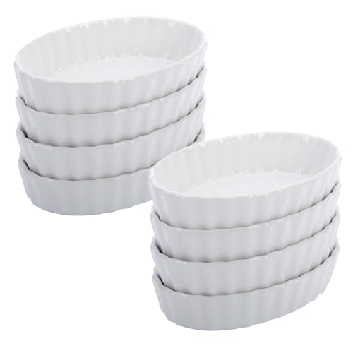 Westmark 8 Bols de Service pour Crème Brûlée – Bols ovales en Porcelaine pour Servir Desserts, Noix et sauces – Compatible Four/Micro-Ondes, 12,6 x 8,2...