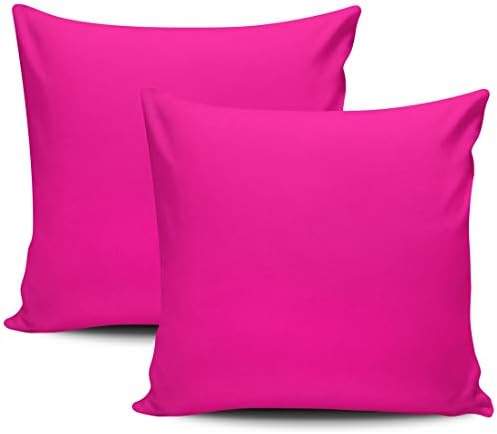 KELEMO Home Set of 2 Pillow Case Girly Fushia Hot Pink Friendly Throw Pillow Covers Cushion Decorative Pillowcase Square 16 x 16 Inches