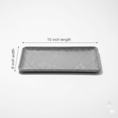 Image of Serving Platter | Melamine Snack Platter | Multi-Purpose Kitchen Serving Platter | Versatile Chip and Dip Tray for Snacks, Starters & Desserts | Lightweight & Dishwasher Safe | Set of 2 (GREY-R)