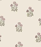 LUKUUI 17.3”×393.7” Vintage Floral Wallpaper Retro Rose Flower Contact Paper for Cabinets Self Adheisve Floral Wallpaper for Bedroom Accent Wall Cabinets