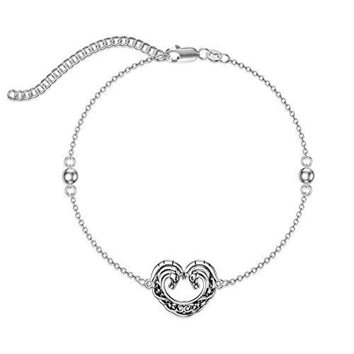 Horse Bracelet for Women Girls Sterling Silver Celtic Horse Head Bracelet Jewelry Viking Horse Gifts for Women Girls