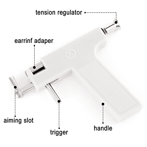 Hicarer Ear Nose Piercing Kit Tool Stainless Steel Body Ear Navel Machine with 12 Pairs Stud Earrings Piercing Jewelry Set(White)3