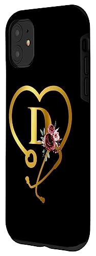 Iphone 11 Nurse Doctor Heart Stethoscope With Initial D Letter Black Case #TOP1