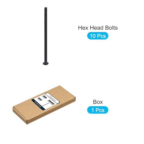 Image of METALLIXITY Hex Head Bolts (1 /4-20 x 5) 10Pcs, 304 Stainless Steel 18-8, Fully Threaded, External Hex Drive, Hex Head Screw Bolt, Black Oxide