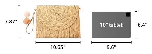 Image of Frienda Straw Purses for Women Straw Clutch Crossbody Bag Summer Beach Shoulder Bag Woven Envelope Wallet Handbags