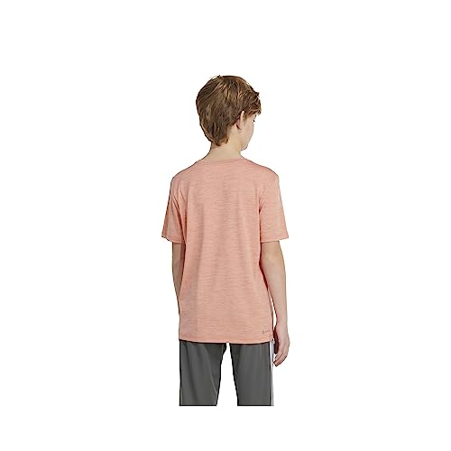 Adidas Boys' Big Moisture-Wicking Athletic T-Shirt Gradient BoS Logo Short Sleeve, Wonder Clay Heather4