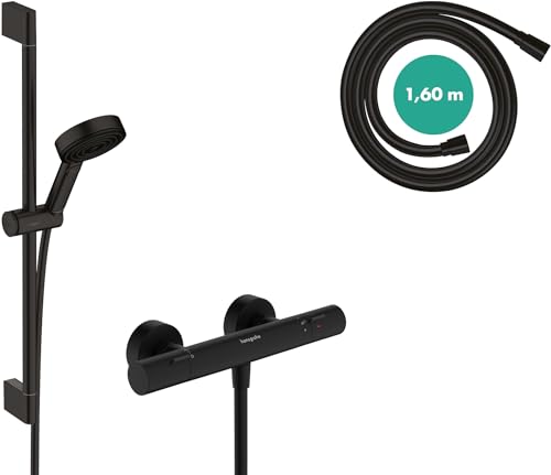 hansgrohe Pulsify S - Set de douche économie d'eau (EcoSmart+), Ensemble de douche avec mitigeur thermostatique Ecostat Fine, Douchette, Barre douche 65cm,...