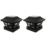 WOONEKY 2pcs Solar Outdoor Pillar Lights Waterproof Fence Post Lighting Tool with White and Warm Yellow LED for Garden Patio Yard