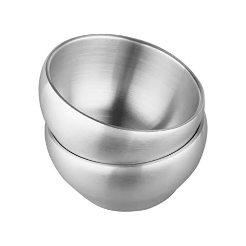 IMEEA Ice Cream Bowl Insulated Bowl 28oz Double Wall Soup Bowl SUS304 Stainless Steel Cereal Bowl, Set of 2 Cover